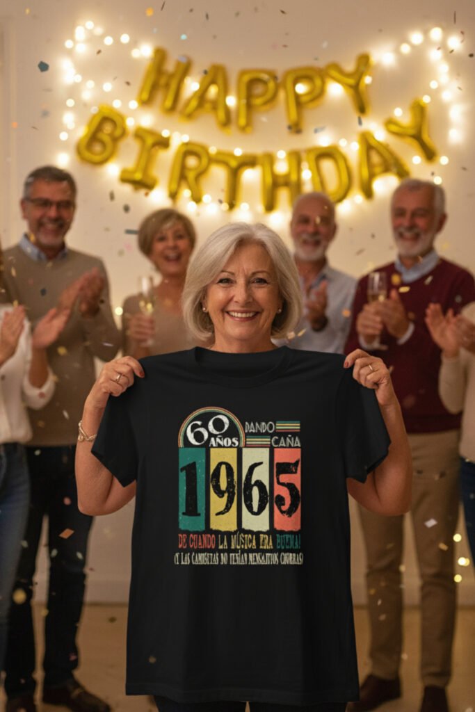 camiseta de cumpleaños 60 años vintage 1965 hombre y mujer
