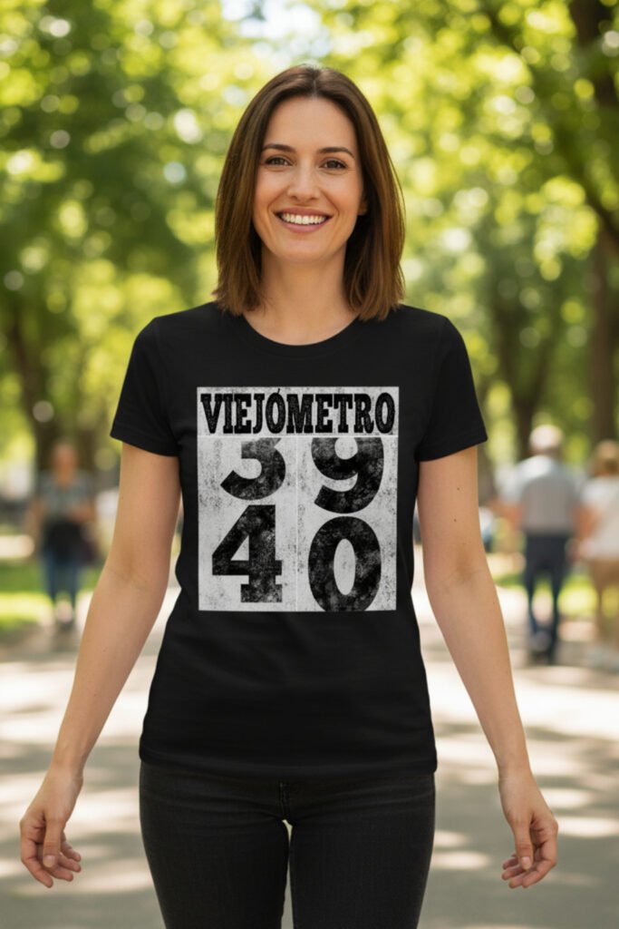 camiseta de cumpleaños divertida viejómetro 40 años para mujer