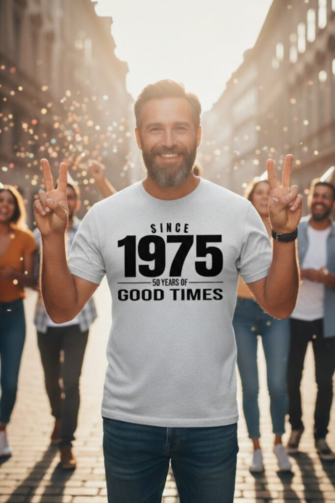 camiseta de cumpleaños 50 años since 1975 para hombre en inglés