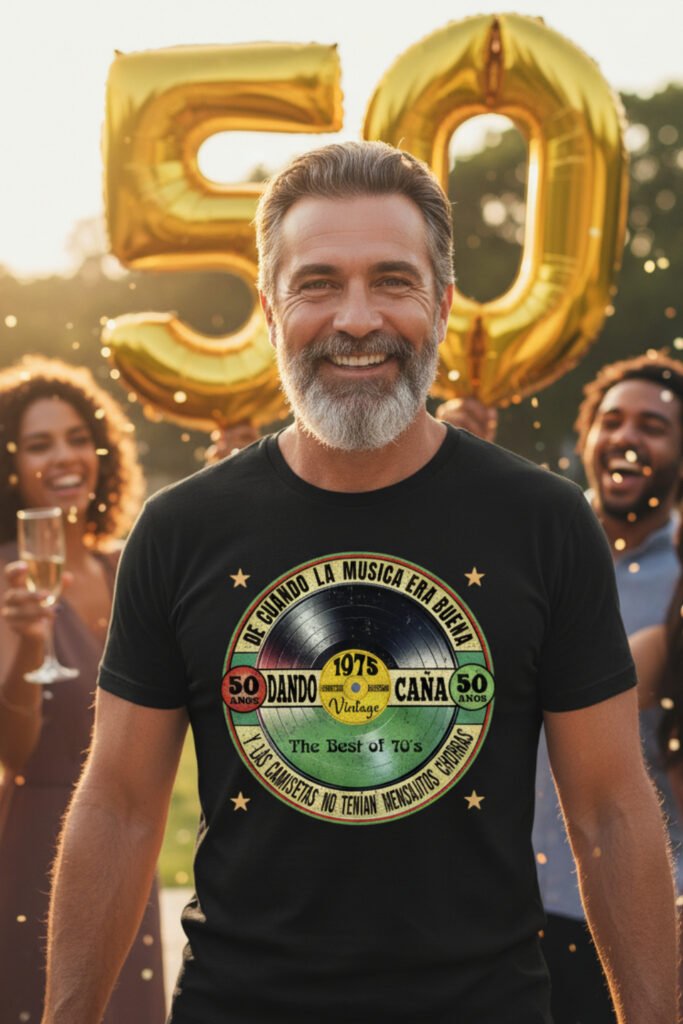 camiseta de cumpleaños 50 años metiendo caña desde 1975