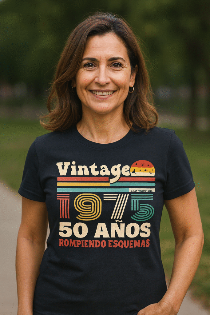 camiseta de cumpleaños 50 años vintage 1975 rompiendo esquemas mujer
