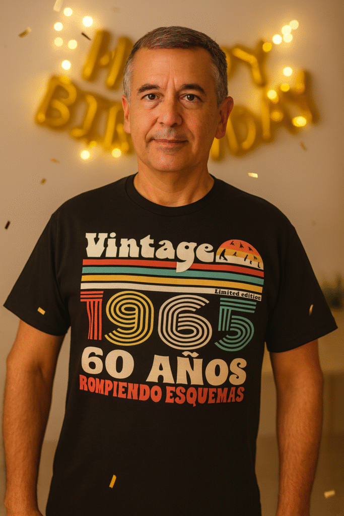 camiseta de cumpleaños 60 años vintage 1965 rompiendo esquemas hombre