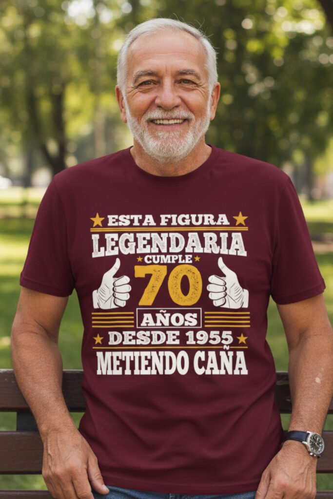 camiseta de cumpleaños 70 años figura legendaria desde 1955 hombre
