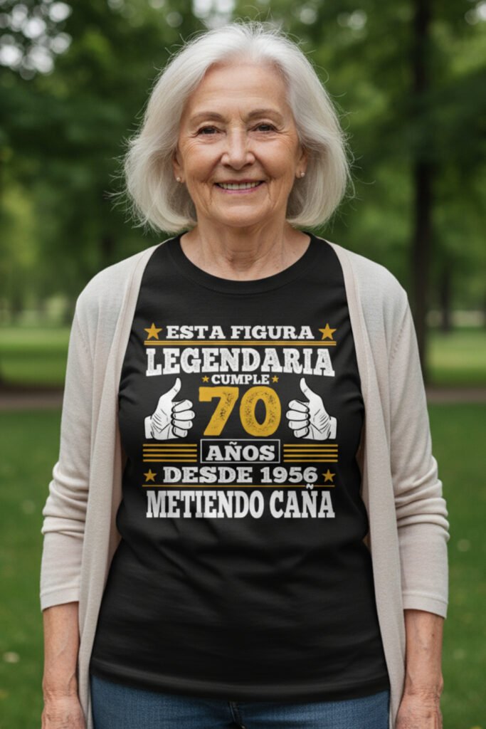 camiseta para regalo 70 años figura legendaria desde 1956 mujer