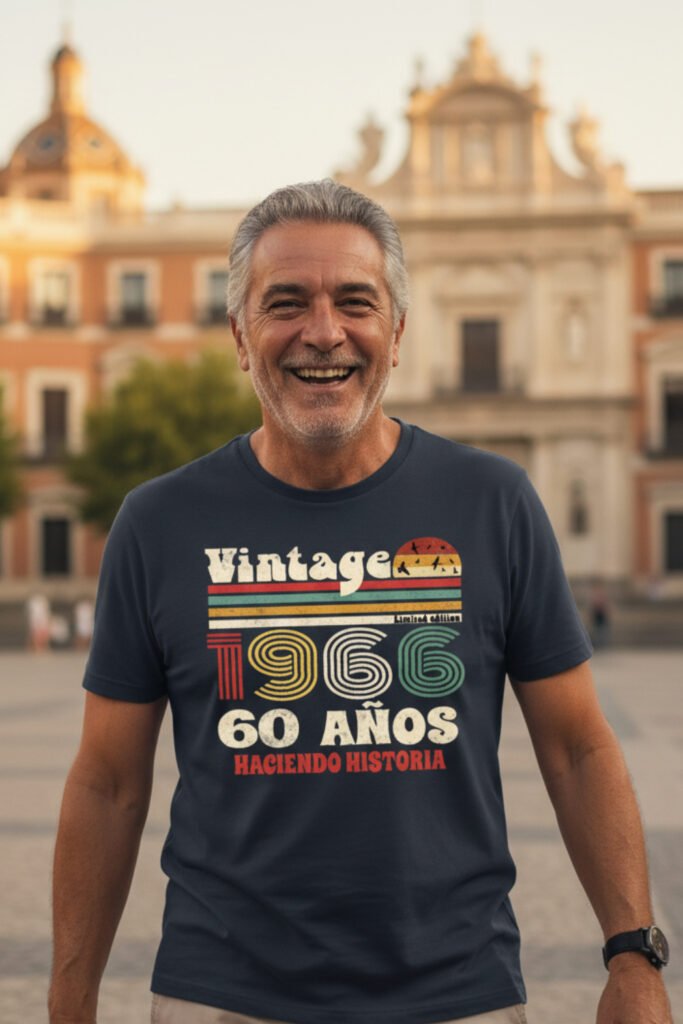 camiseta retro 60 años vintage 1966 haciendo historia hombre
