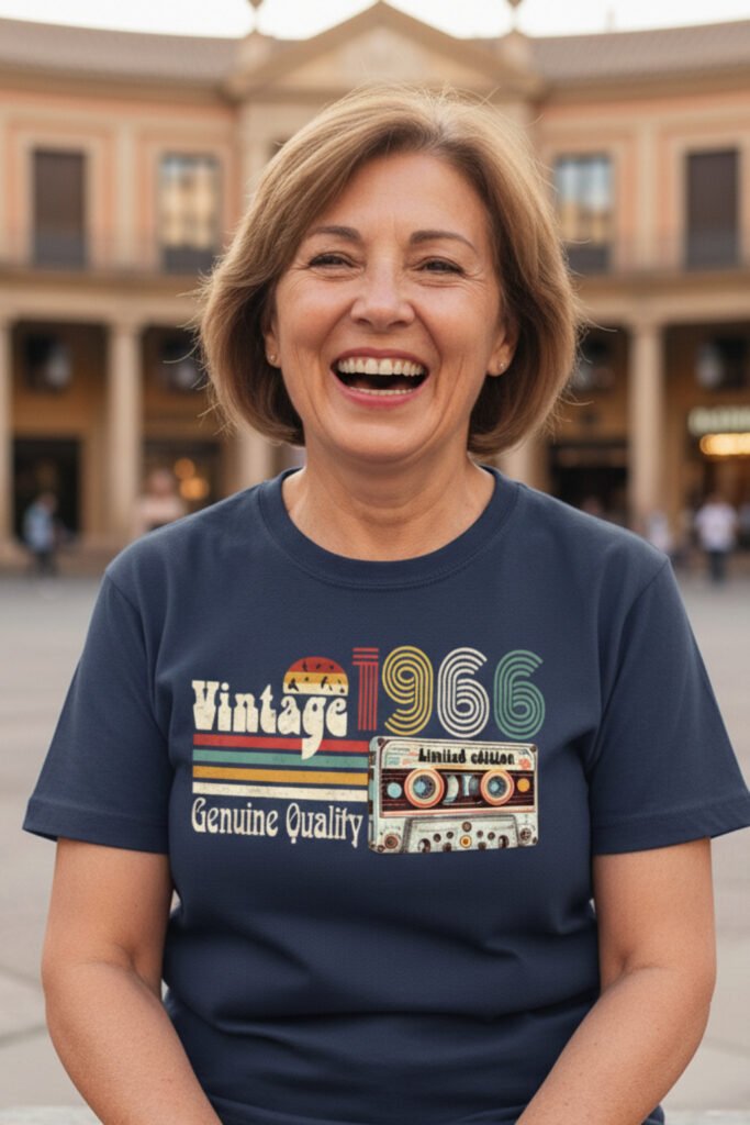 camiseta vintage 60 años vintage 1966 cassette mujer