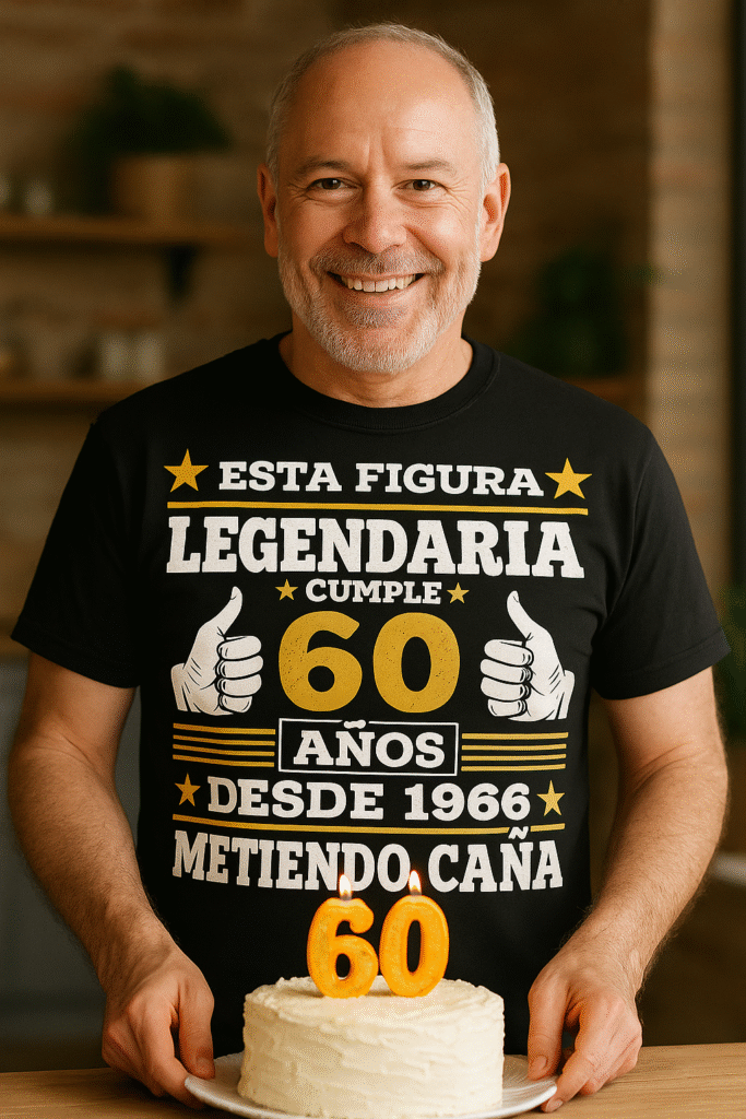 camiseta graciosa 60 años figura legendaria desde 1966 hombre