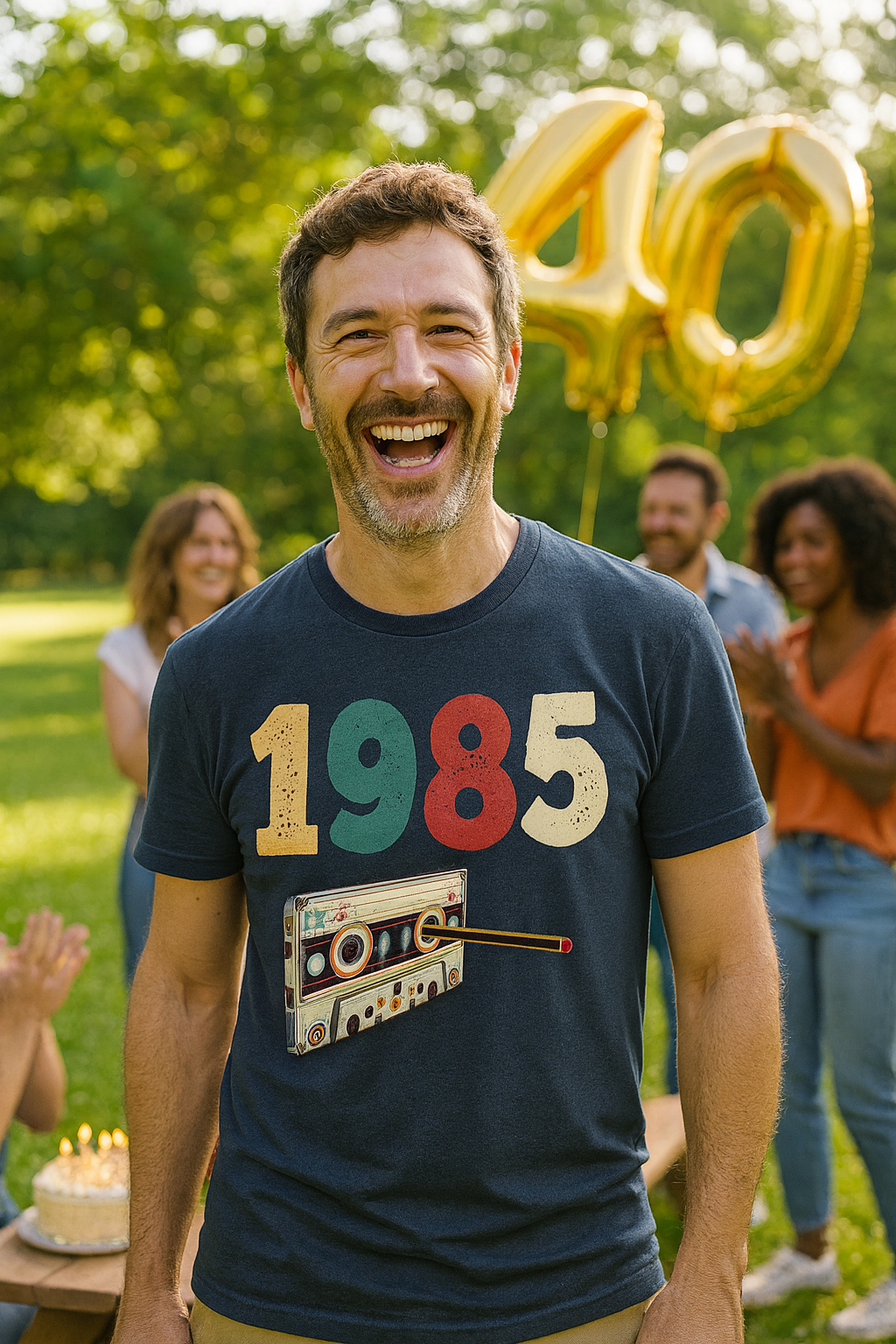 camiseta de cumpleaños retro 40 años 1985 cassette para hombre